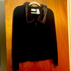 Kathie Lee black sweater with fur
